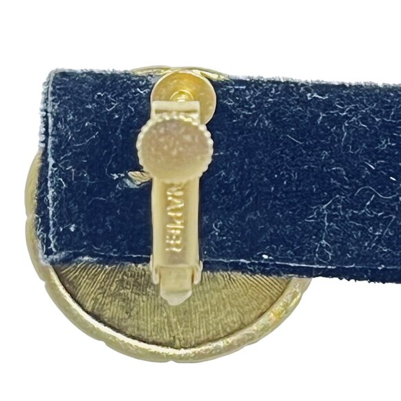 Vintage Napier Quilted Round Gold Tone Clip On Earrings Signed (5483) - Picture 5 of 7